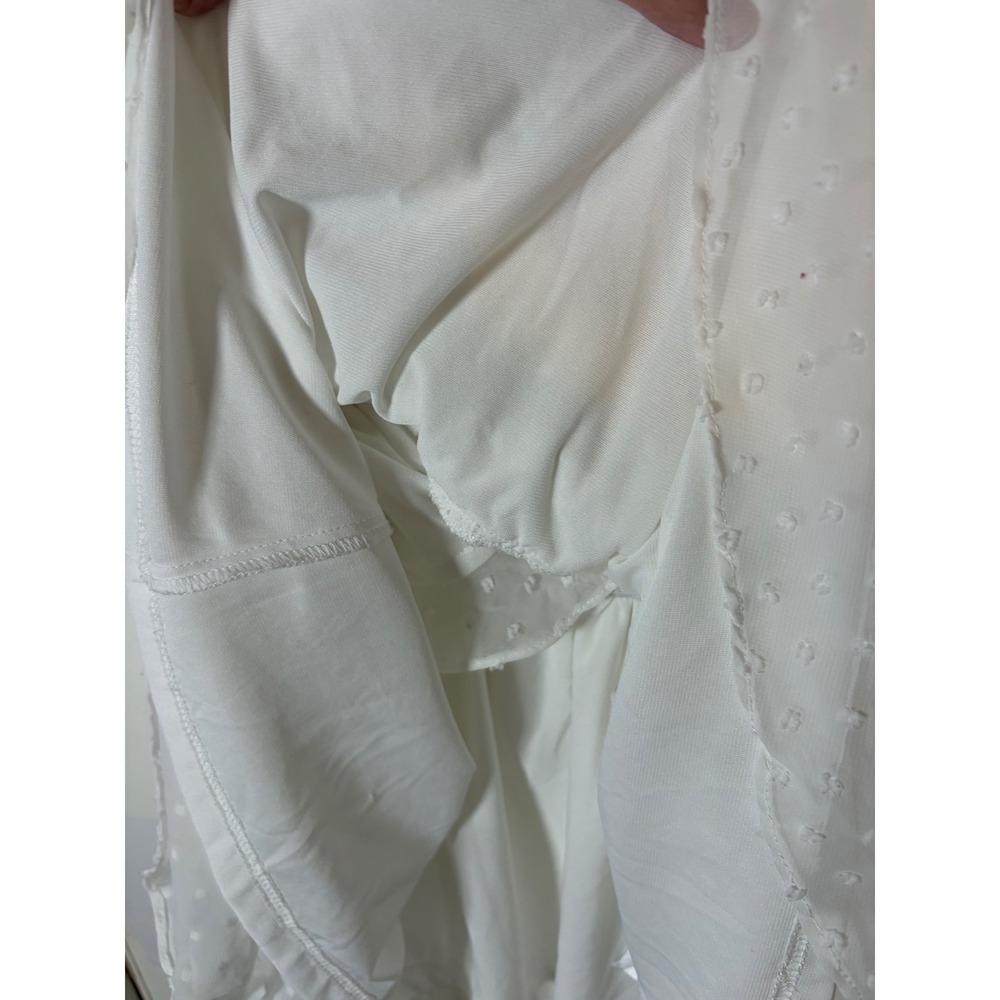 City Chic White Swiss Dot Ruffle Wrap Romper Flutter Sleeve Size M/18 - Picture 12 of 15